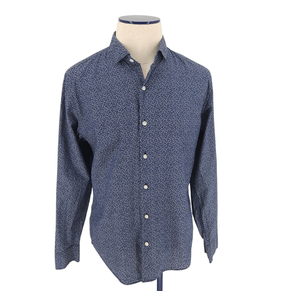 Bonobos Slim Fit Shirt Blue Floral Long Sleeve Button Up Collared Mens Large